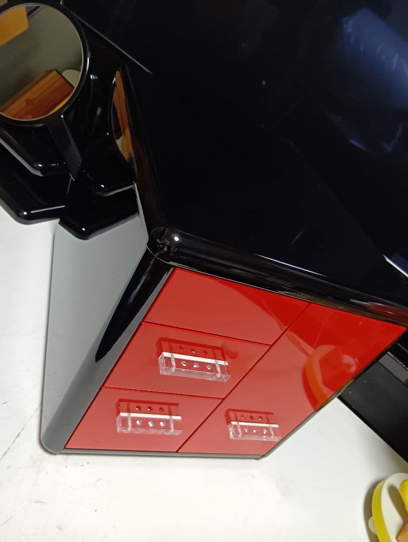 希少　萩原家具　ポストモダン　赤×黒　ラインストーン　ウッド　アート　ドレッサー