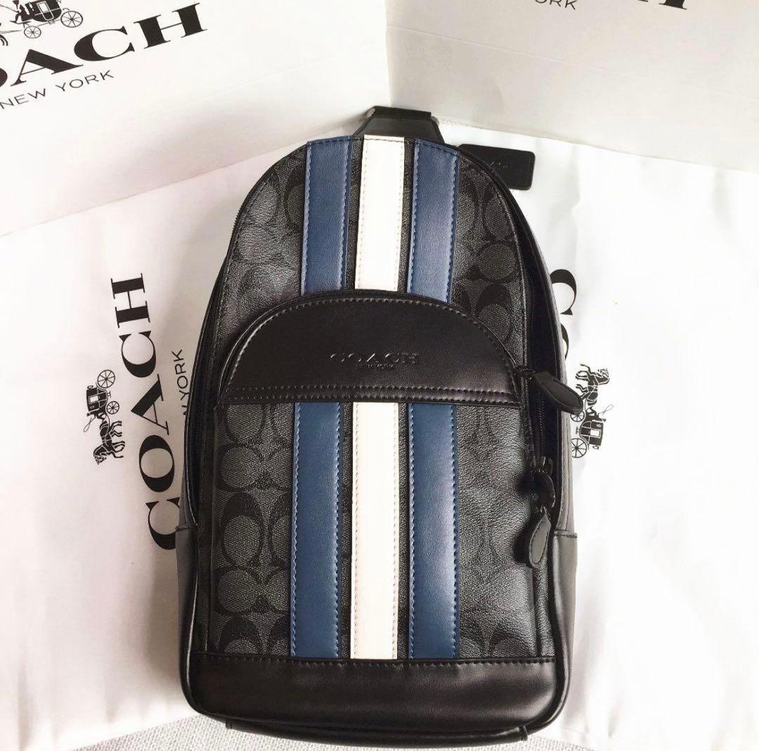 COACH ストライプデザイン ショルダーバッグ