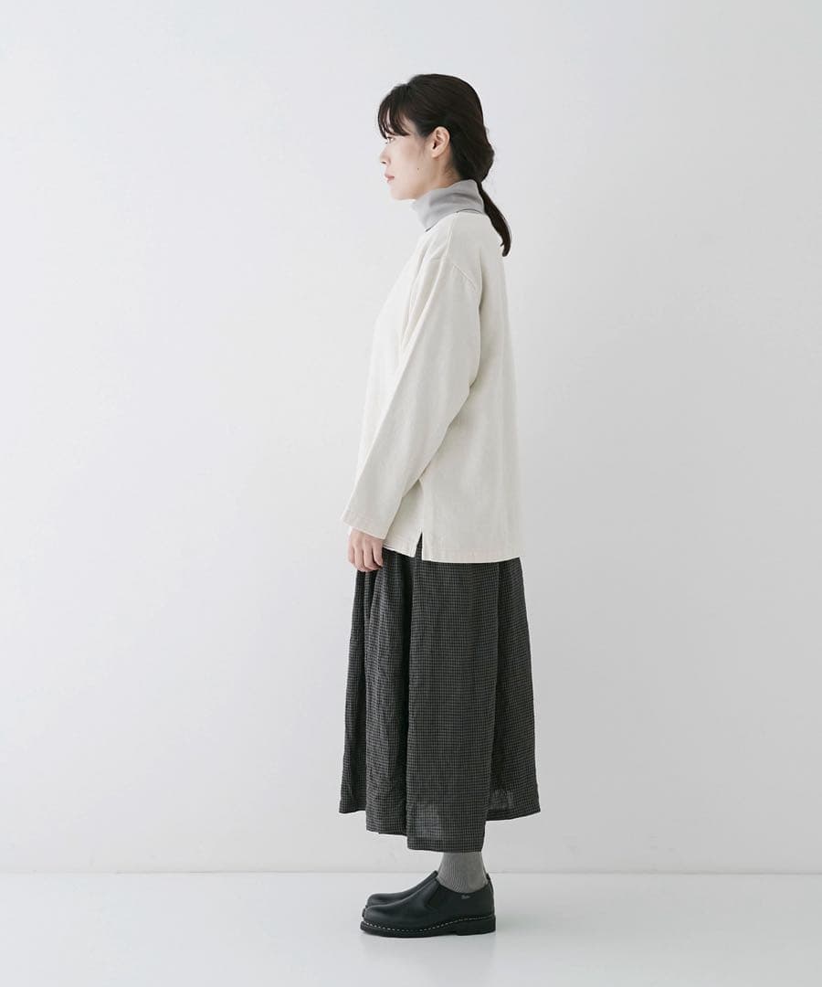 UpcycleLino BASIC ウール混デニム ボートネックプルオーバー