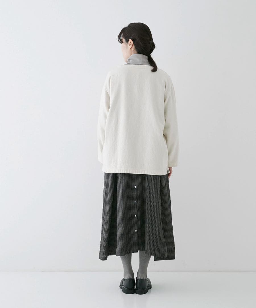 UpcycleLino BASIC ウール混デニム ボートネックプルオーバー