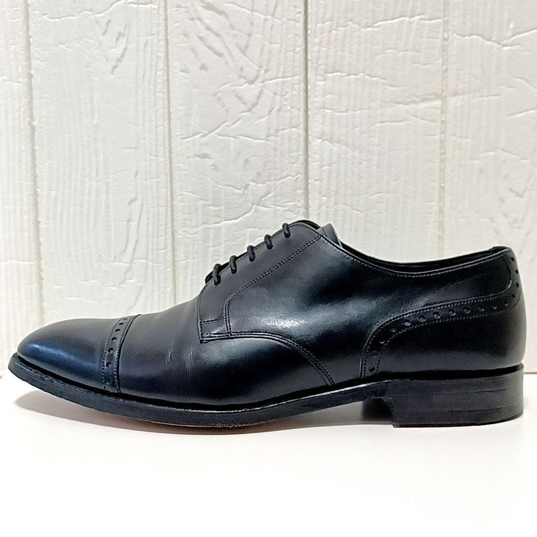 美品★CHEANEY　チーニー　ガラスレザー　外羽根　ストレートチップ　ブラック