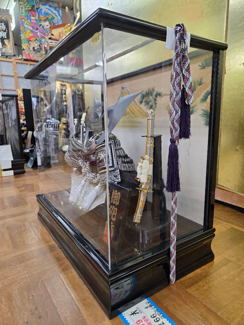 【展示品限り】五月人形　兜　鍬形　ケース飾り　※閉店セール　K25