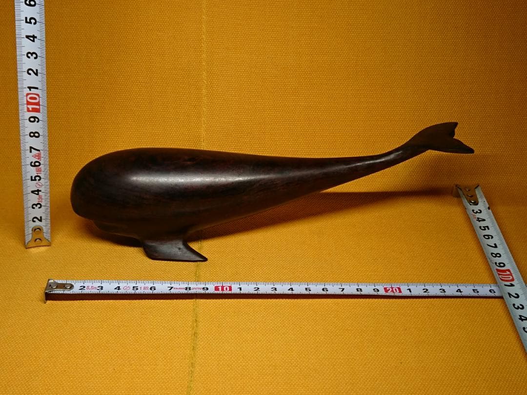 【美品】サカナ　クジラ　鯨　木彫　置物　インテリア　工芸品　美術品　A1232