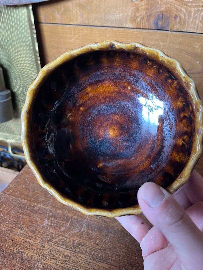 古い　陶器 茶碗