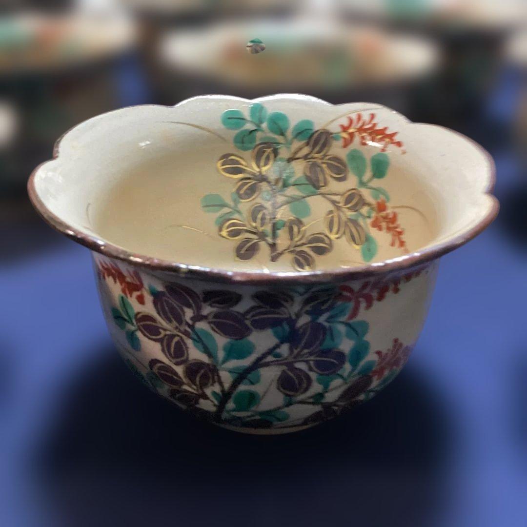 排水溝　京焼乾山写秋草向付10客　新品未使用