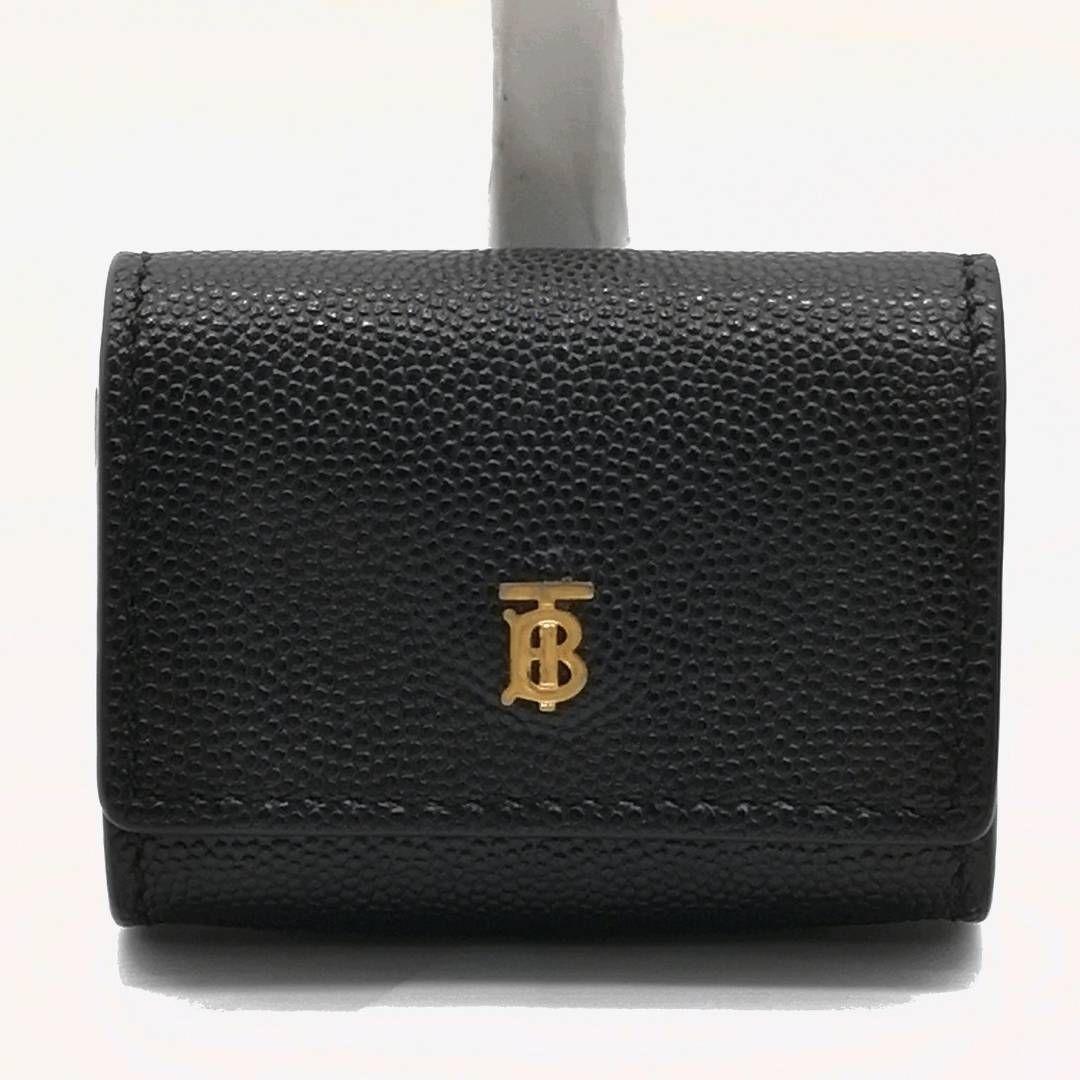 美品箱付 バーバリー TBロゴ レザー キーホルダー 黒 ゴールド金具 チャーム