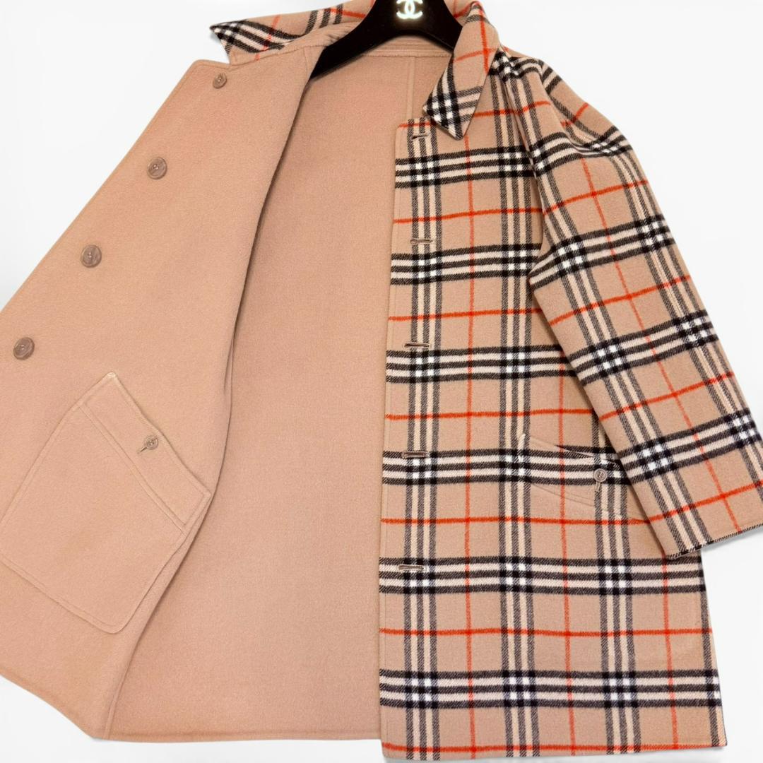 BURBERRY リバーシブル ウール ノバチェック ピーコート レディース
