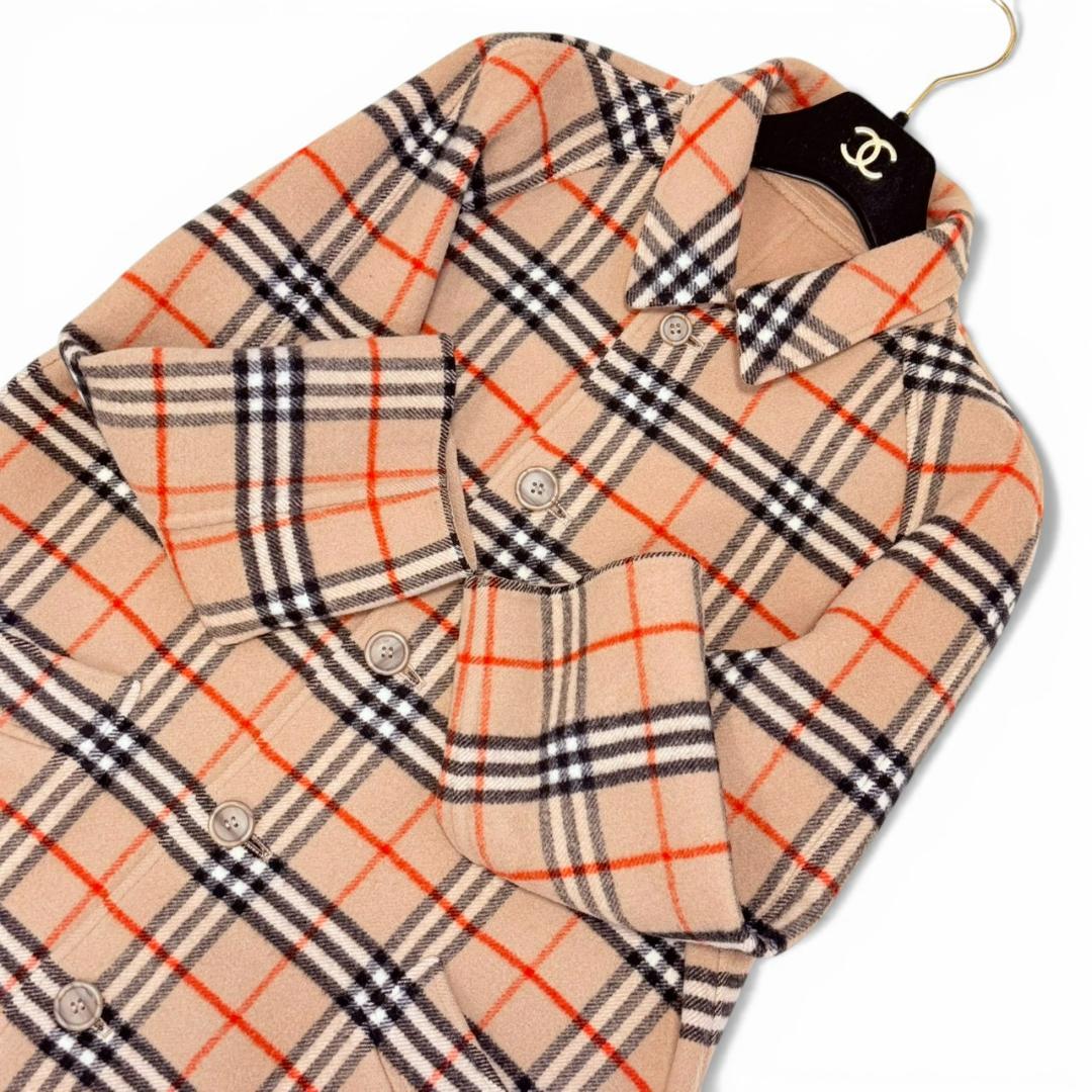 BURBERRY リバーシブル ウール ノバチェック ピーコート レディース