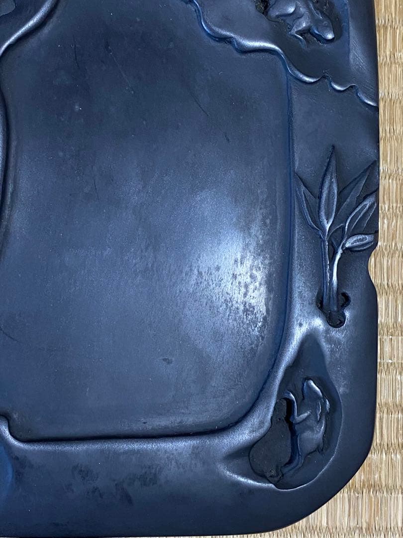 ♦中国？国内産 竹林に鼠 漢詩漢文紋 老硯 古硯 文房四宝 古玩 古美術 骨董品