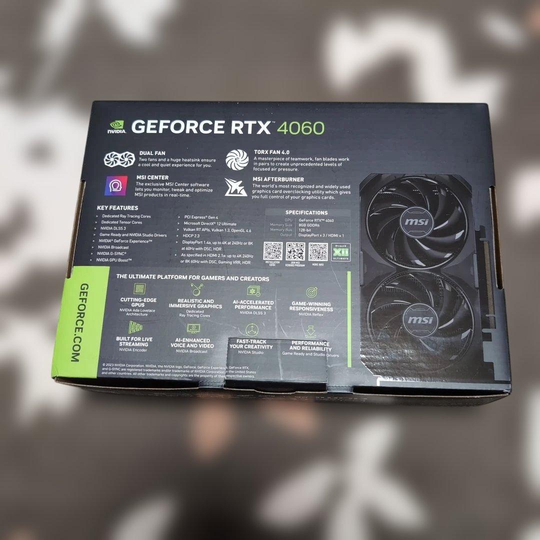 グラフィックボード・グラボ・ビデオカード MSI RTX 4060 VENTUS 2X BLACK 8GB OC