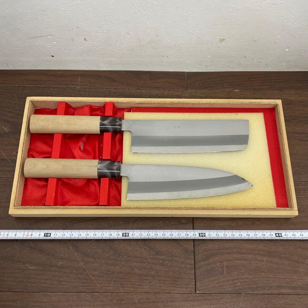 ECK37g 特選御料理庖丁 2本 セット 三徳 菜切 宗丹作 和包丁 刃物