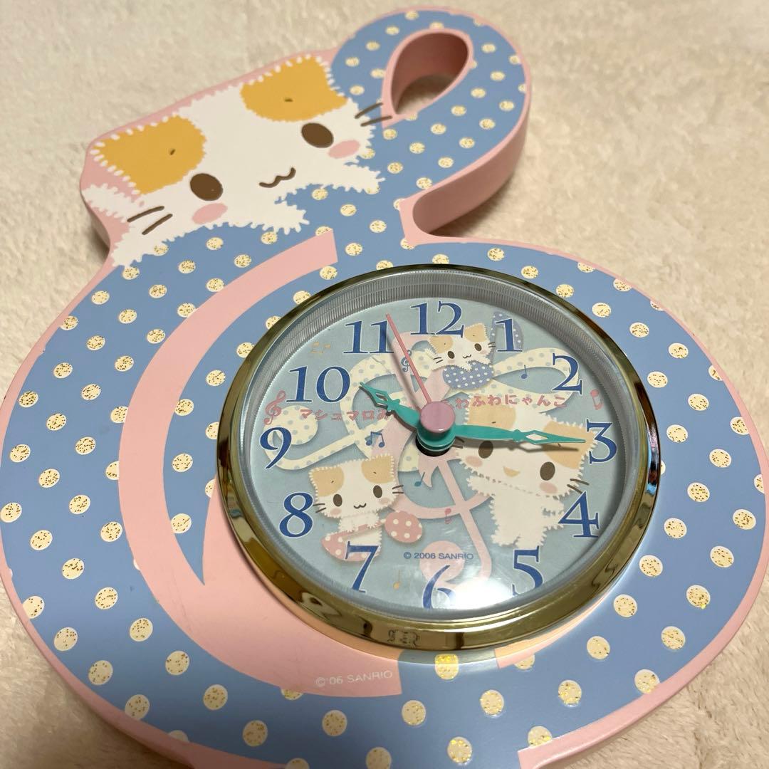 【激レア】Sanrio サンリオ　マシュマロみたいなふわふわにゃんこ　掛け時計