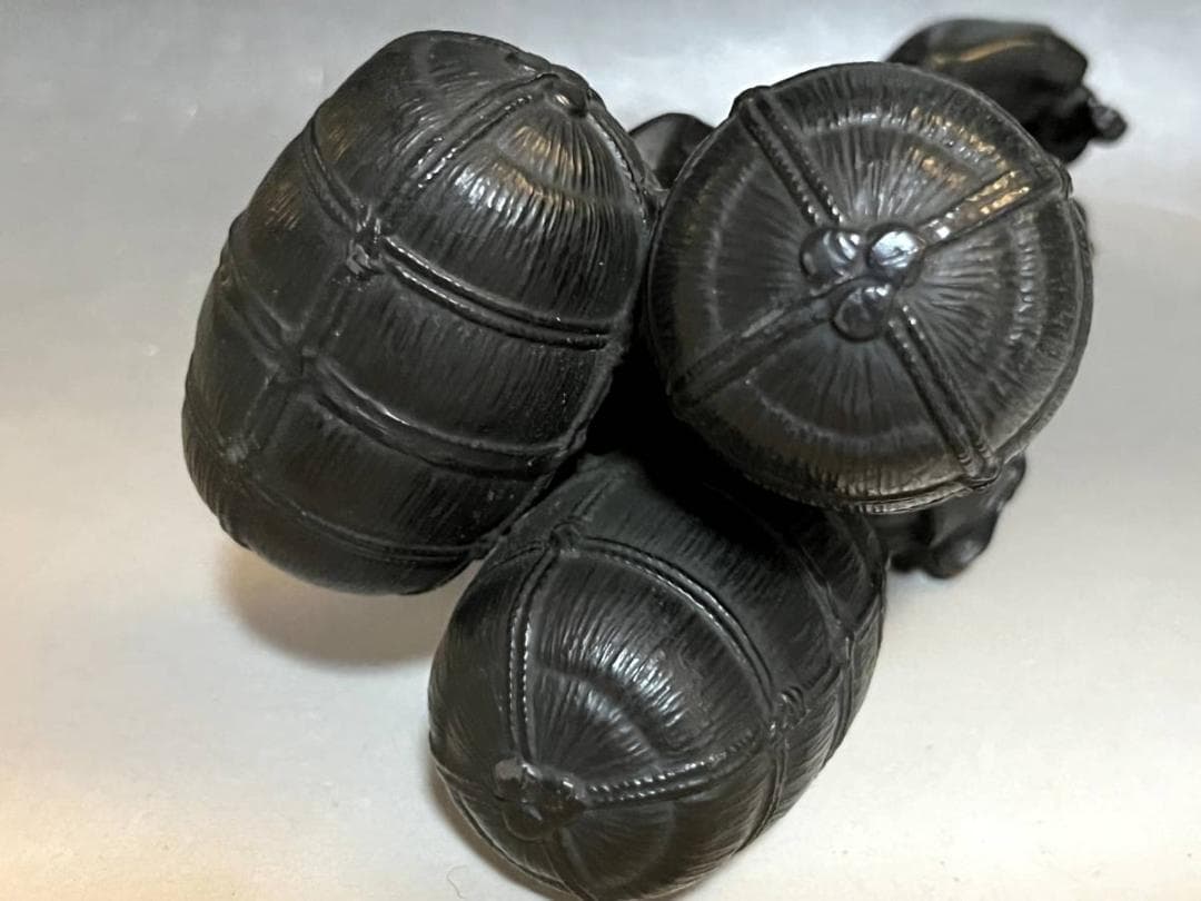 置物■布袋さん 銅製 オブジェ 七福神 米俵上布袋様 1.12kg時代物 骨董■