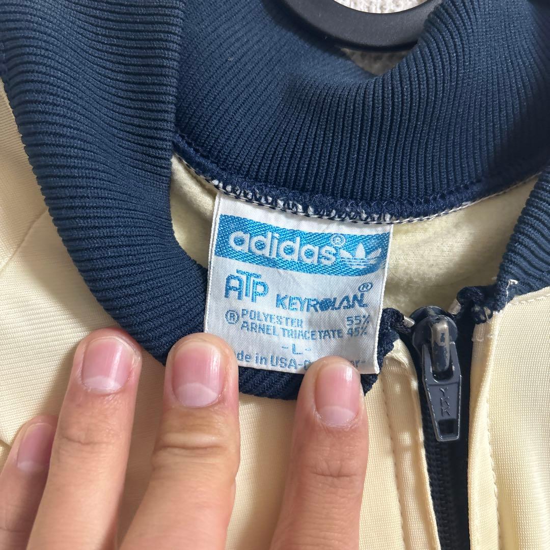 adidas ジャージ L クリーム色/ネイビー