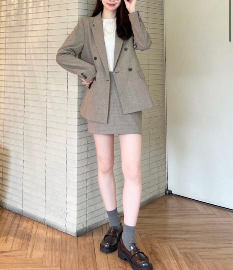 【雑誌掲載】UNIQLO セットアップ⭐︎ダブルジャケット(L)＋スコート(M)