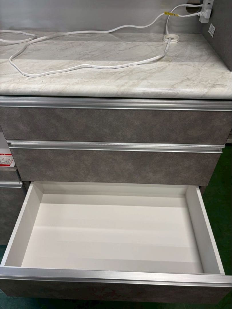 【美品】 古賀家具工業 キッチンボード 食器棚 人気 グレー 2022年製