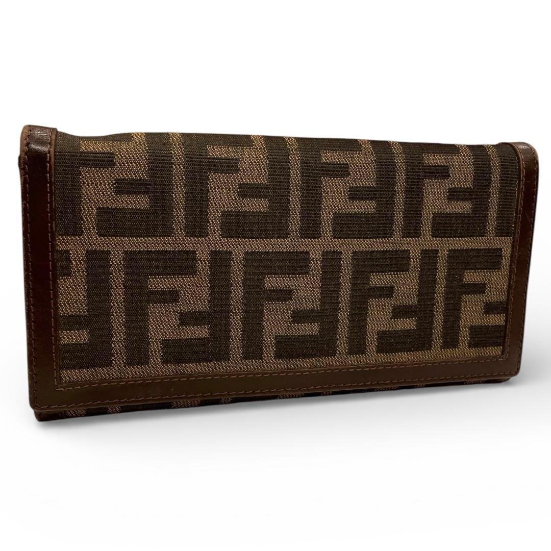 【極美品】 FENDI フェンディ ズッカ FF 長財布 キャンバス レザー