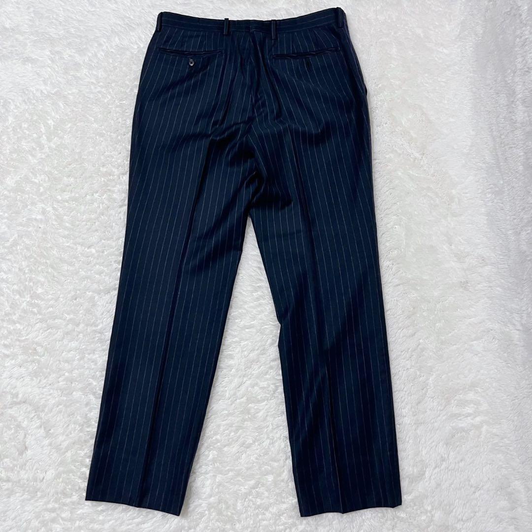 h’m tailored スーツ 3ピース 紺ストライプ A6 メンズ