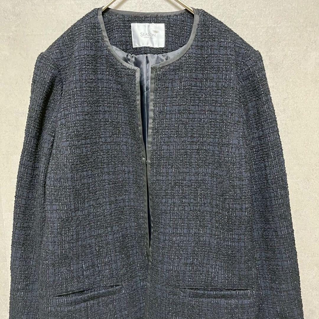 SEASON STYLE LAB ツイード　ロングジャケット　コート　M ラメ