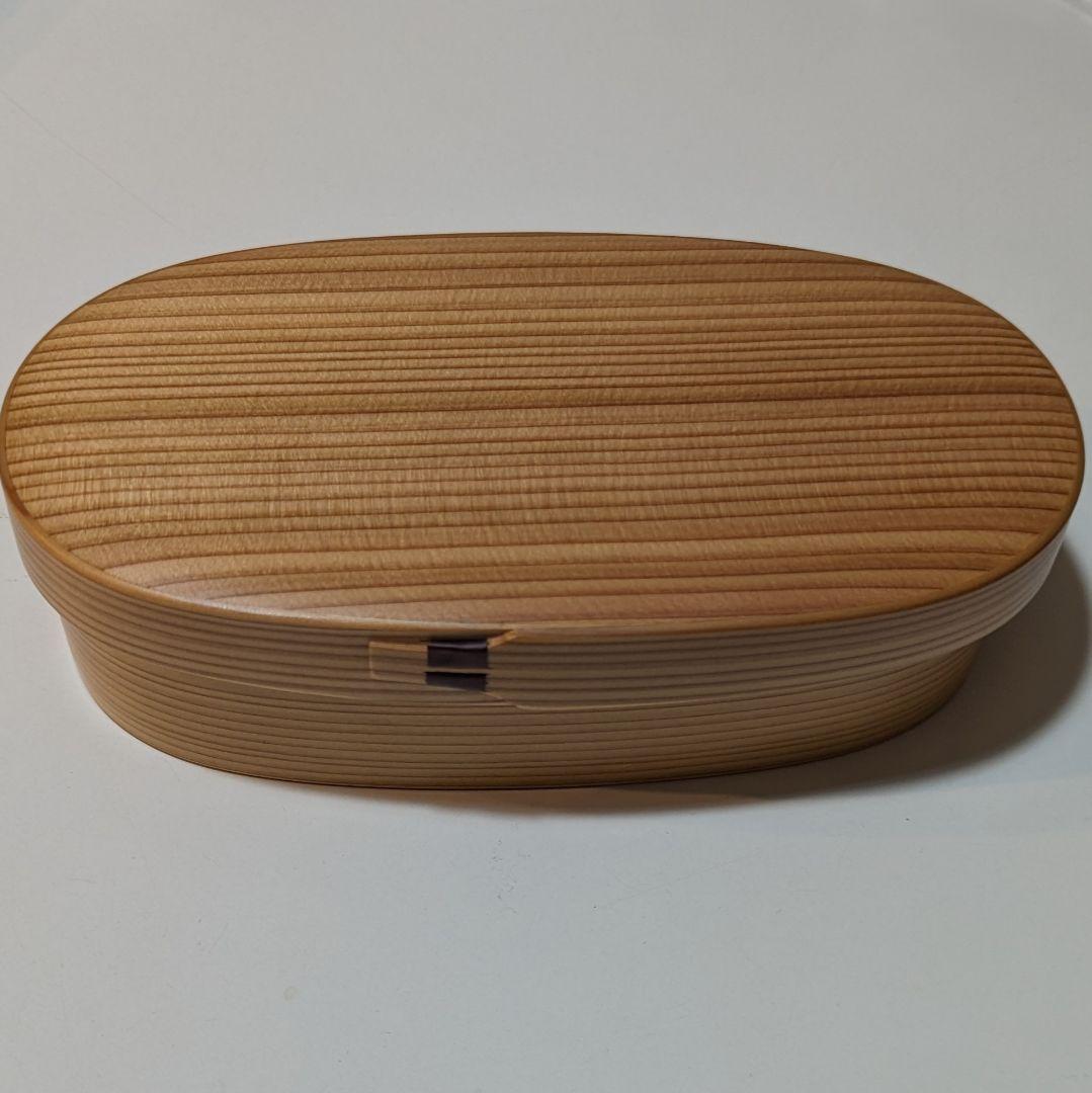 栗久/木製 大館曲げわっぱ 小判型弁当箱 スリム 伝統的工芸品 新品未使用