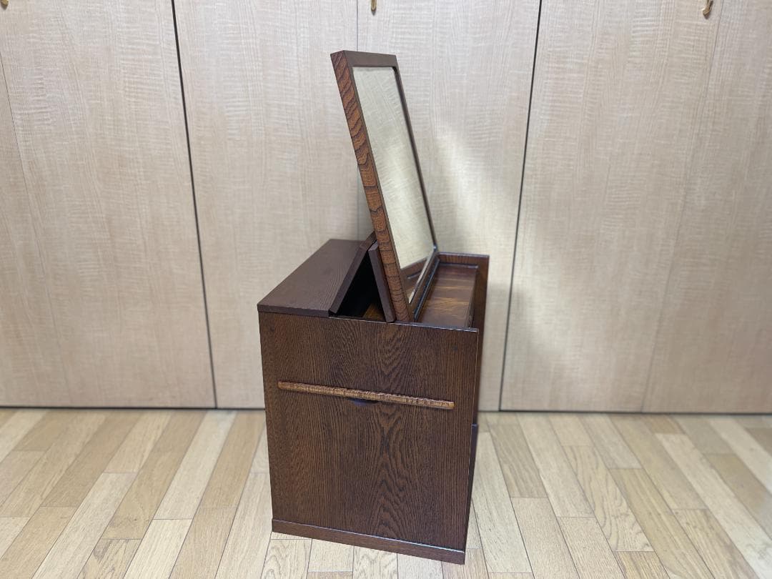 【新品】函鏡台 欅 回転鏡 和風 メイクボックス コンパクトドレッサー