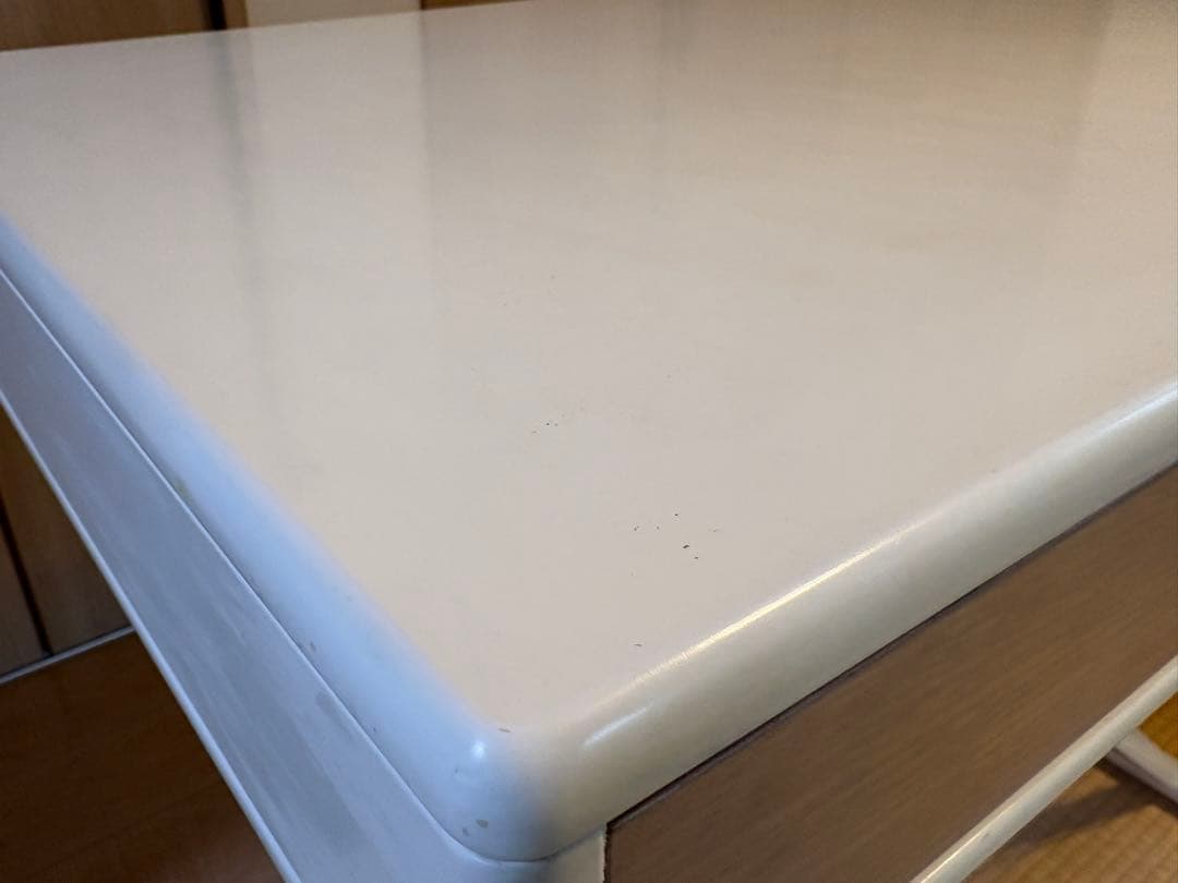 昇降式ホワイト 引き出し付き　テーブル　110cm×50cm