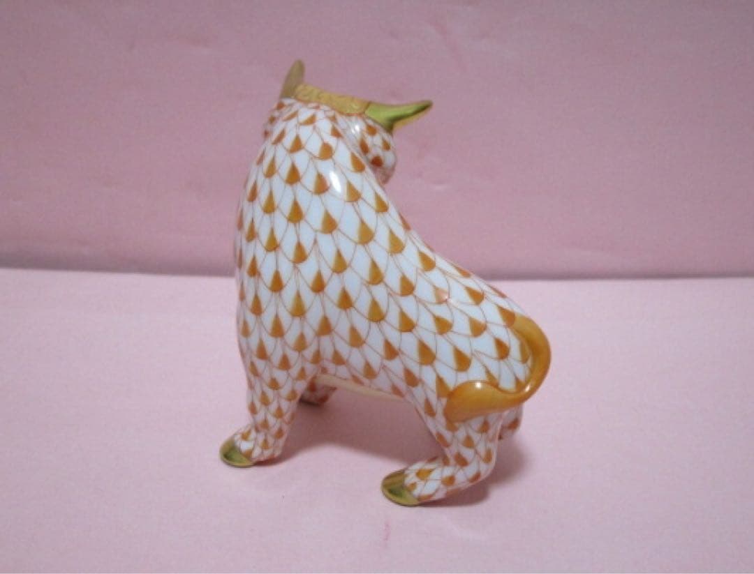 新品　Herend／ヘレンド　干支置物・うし（オレンジ）　ウシ／丑／牛