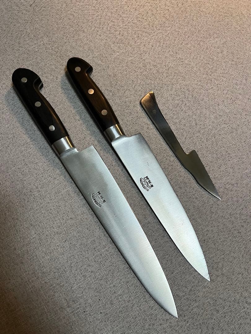 杉本SHM牛刀2本と界孝行1本白鋼製Sugimoto shm
