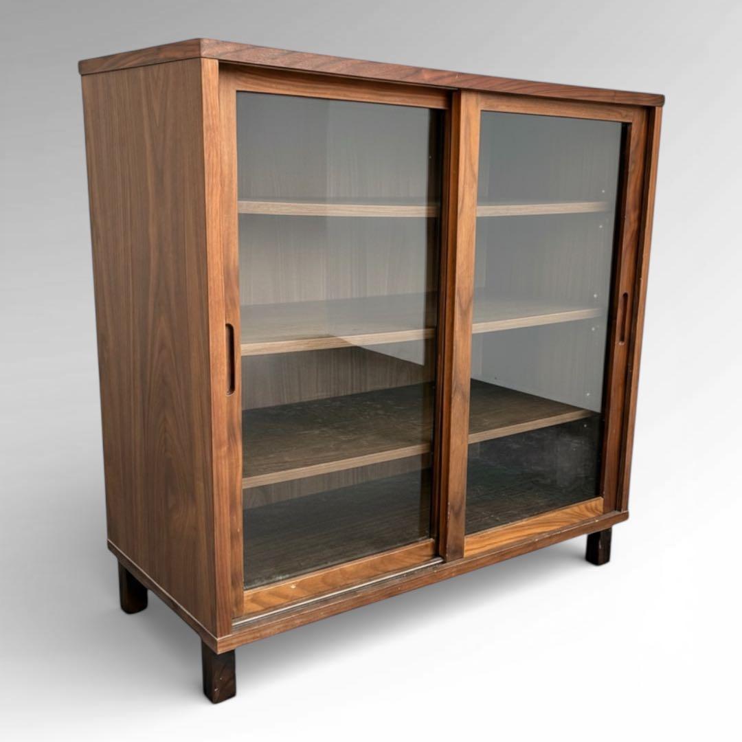 美品　無印良品　 ウォールナット　キャビネット　ガラス扉　脚付き　廃盤