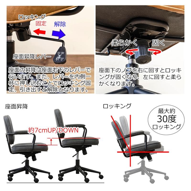 《新品・送料無料》Morgan　オフィスチェア　BK/CBR/DBR/GR