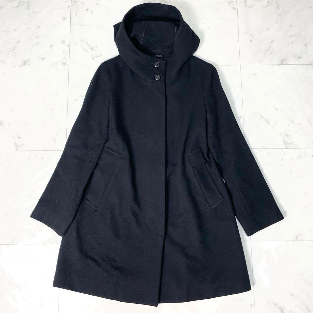 【美品】マッキントッシュロンドン ソフトウールモッサフーデットコート M 黒