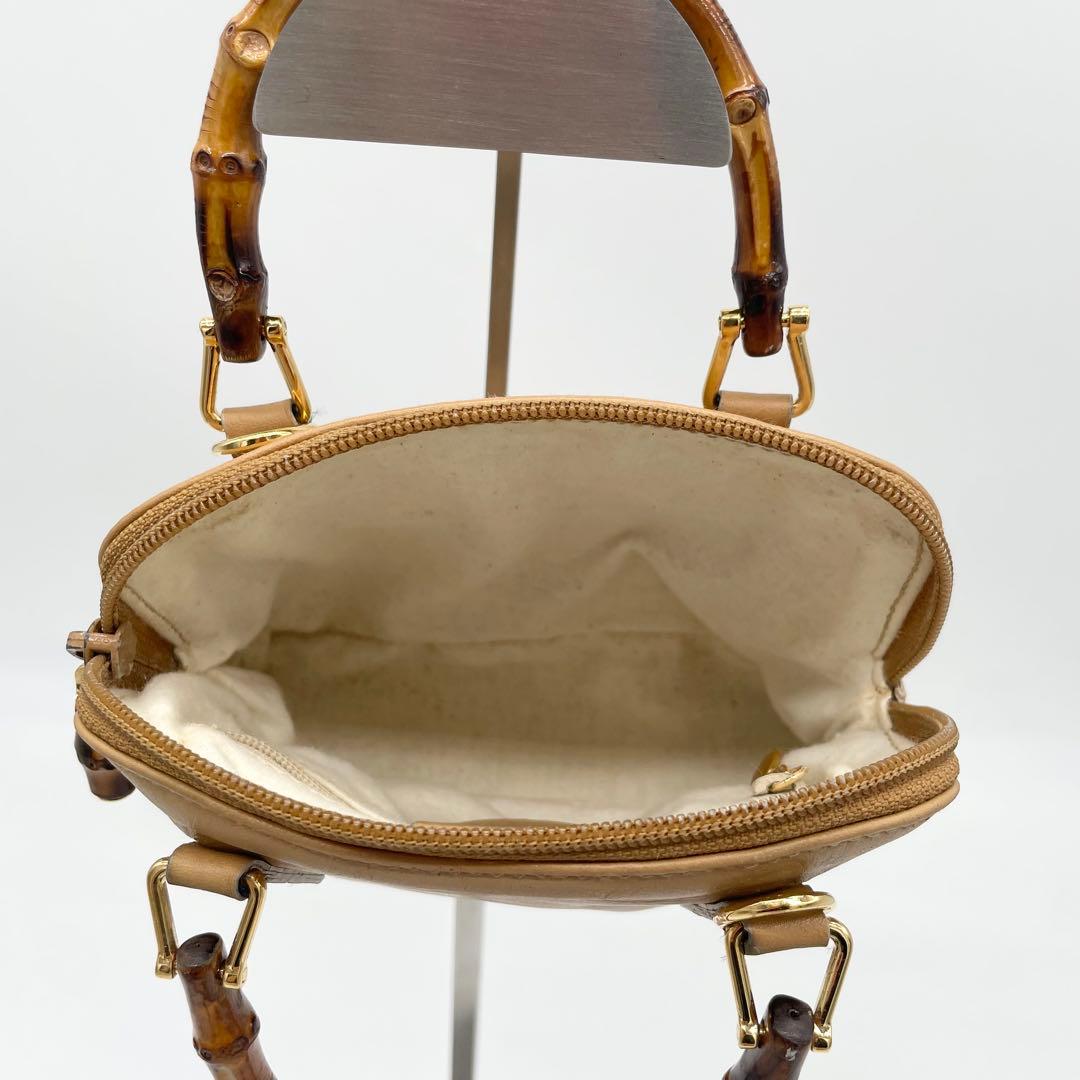 美品　GUCCI バンブー　ミニ　2way ショルダーバッグ　レザー　ベージュ