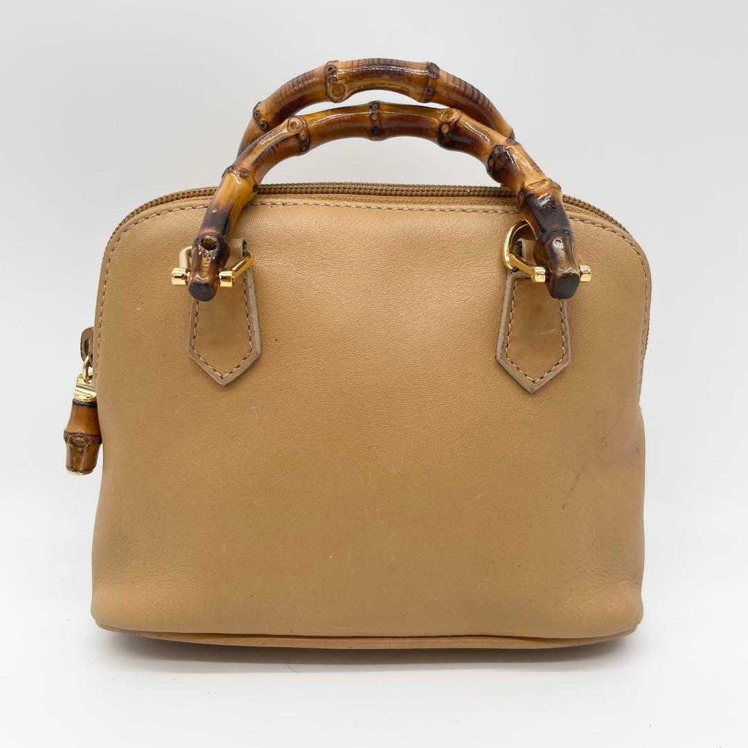美品　GUCCI バンブー　ミニ　2way ショルダーバッグ　レザー　ベージュ
