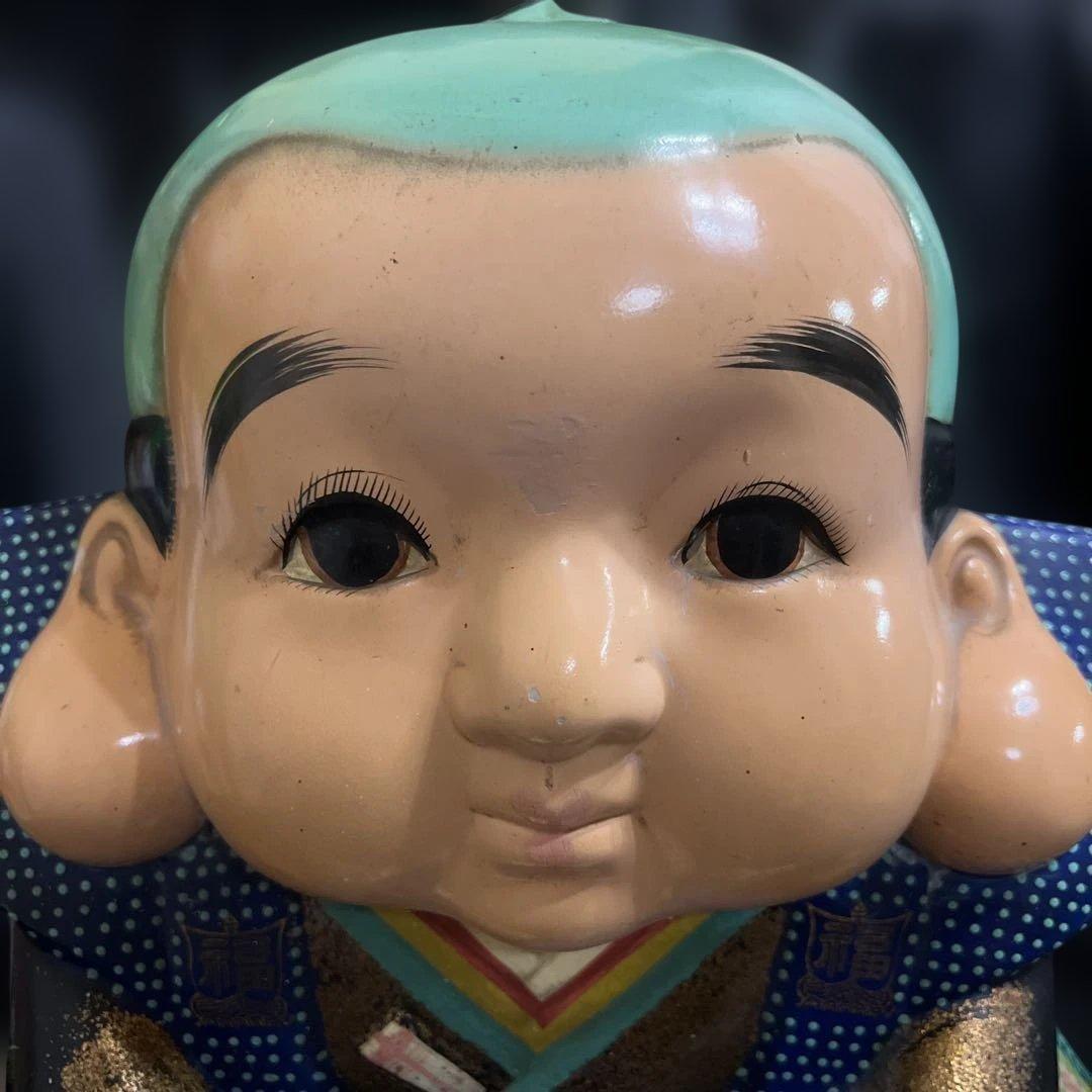 福助　縁起物　陶器　置物　オブジェ　　　昭和レトロ　当時物