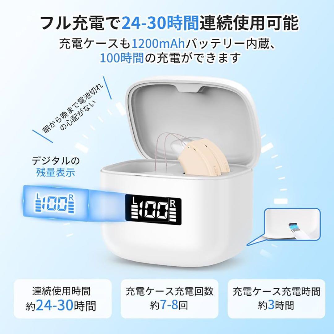 楽ちんヒアリング 充電式集音器 集音器 高齢者 軽量快適 耳掛け式 目立たない