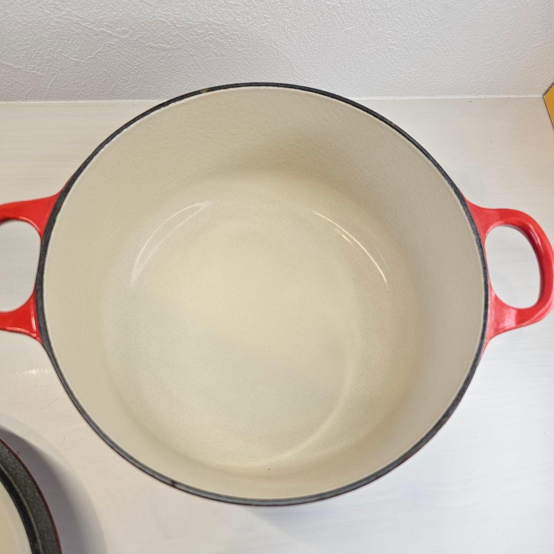 LE CREUSET ル・クルーゼ 20CM レッド赤 両手鍋 鋳物ホーロー鍋