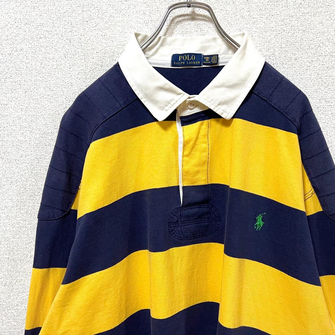 【良品】POLO Ralph Lauren 太ボーダー ラガーシャツ 3XB