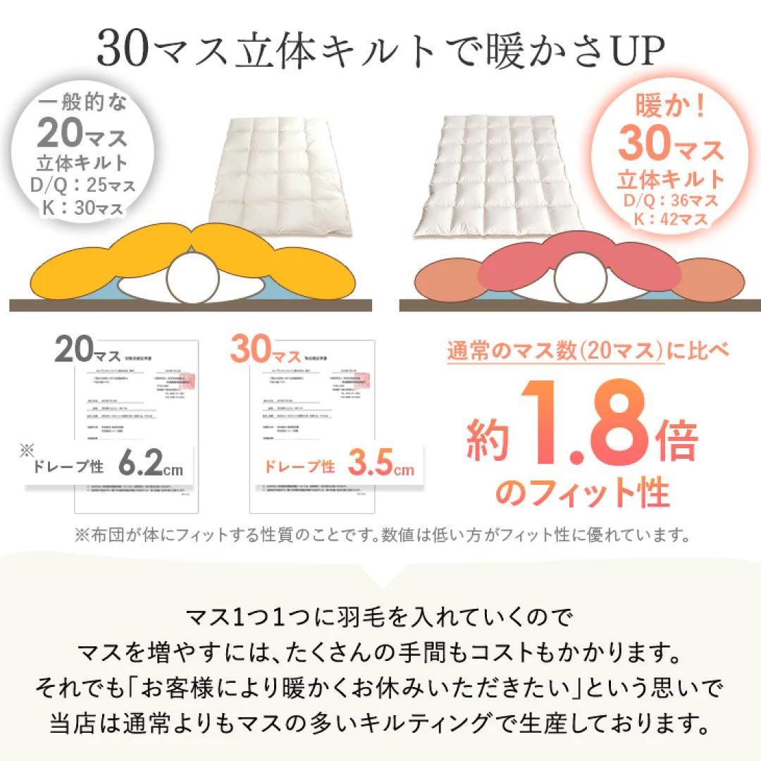 タンスのゲン 羽毛布団 ダブルロング190×210cm ダウン90% ベージュ