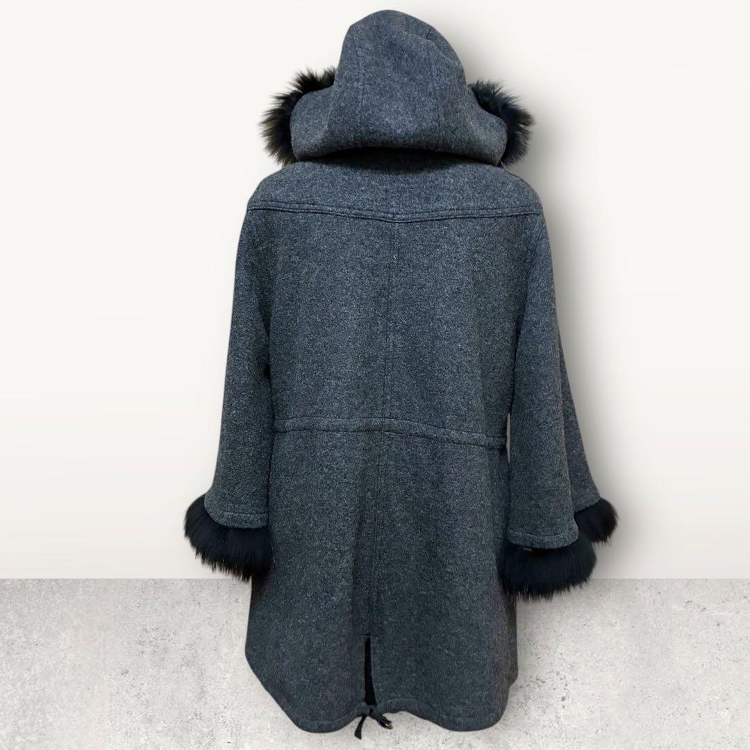 BURBERRY ブルーレーベル ポンチョ 羊毛 アンゴラ フォックス 牛革