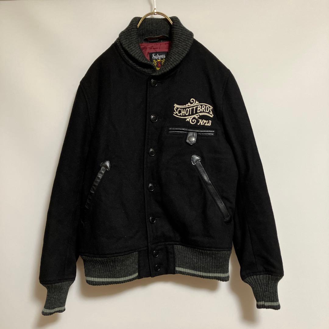 【ショット】スタジャン　ジャケット　ブルゾン　ヴィンテージ　ブラック　S