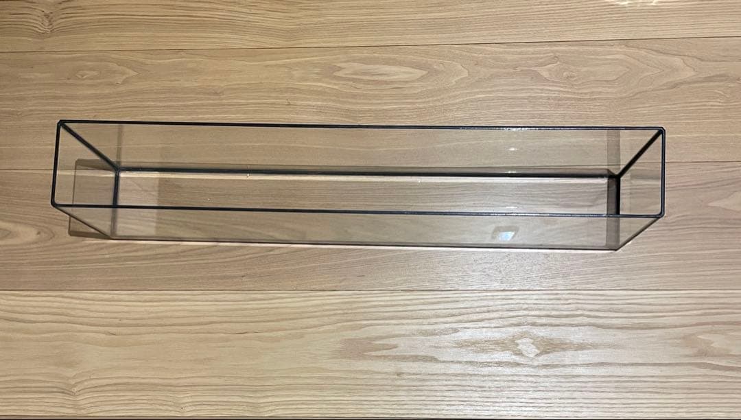 【希少】未使用)ガラス花瓶フラット水槽　横幅60.5cm縦9cm高さ15.5cm