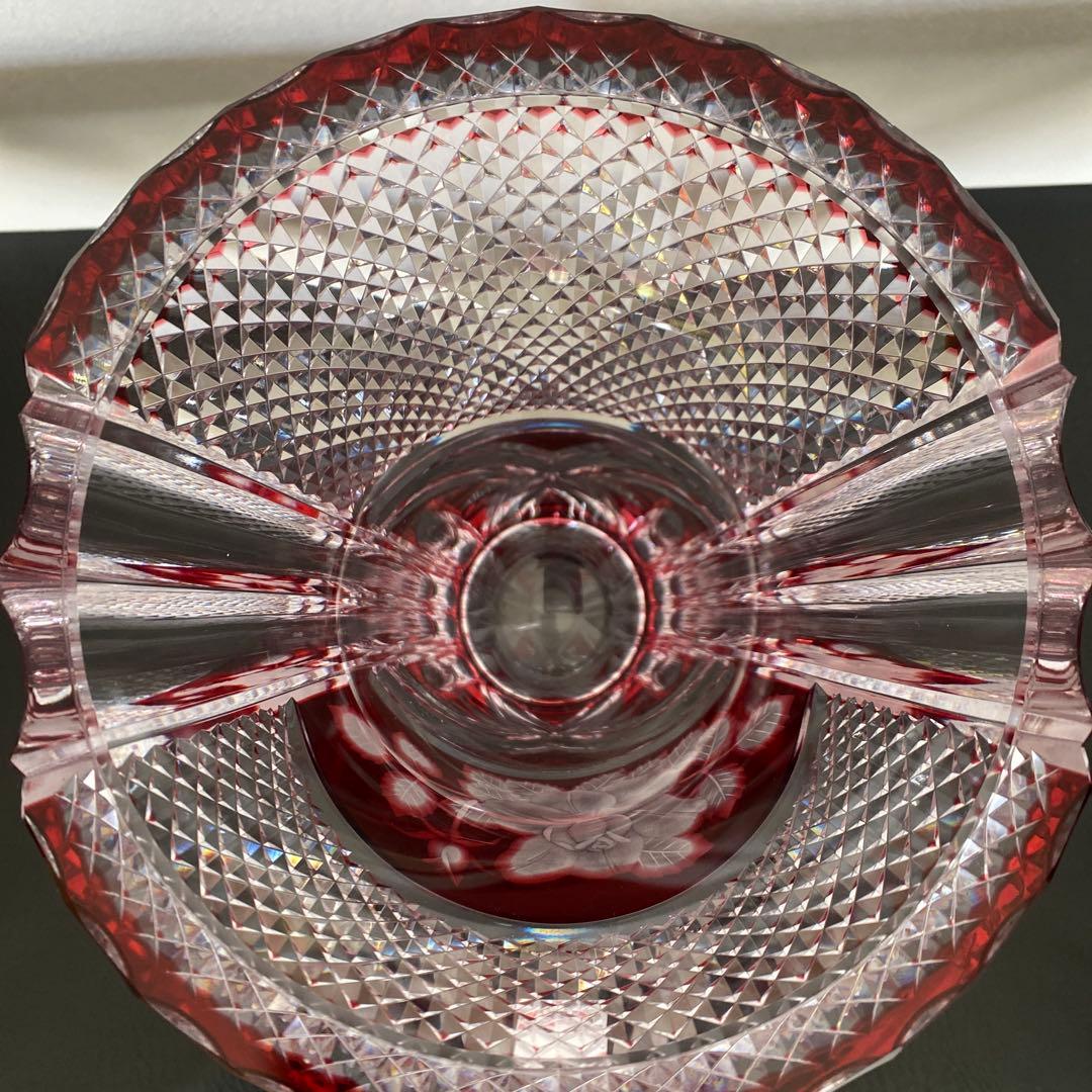 KAGAMI CRYSTAL 花瓶 花柄彫刻
