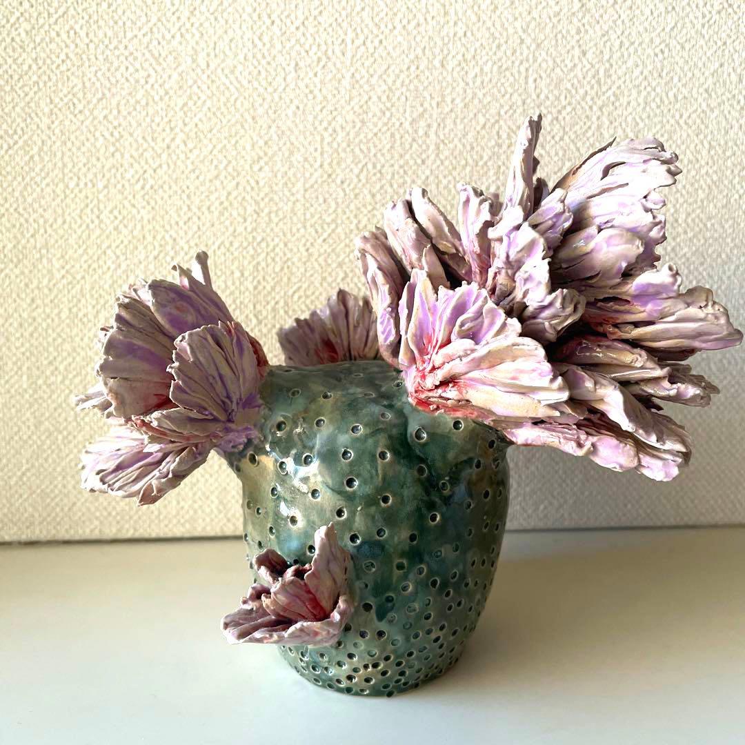 ※最終SALE※超希少！マリアンネフオタリ　サボテンの花　陶器置物アラビア