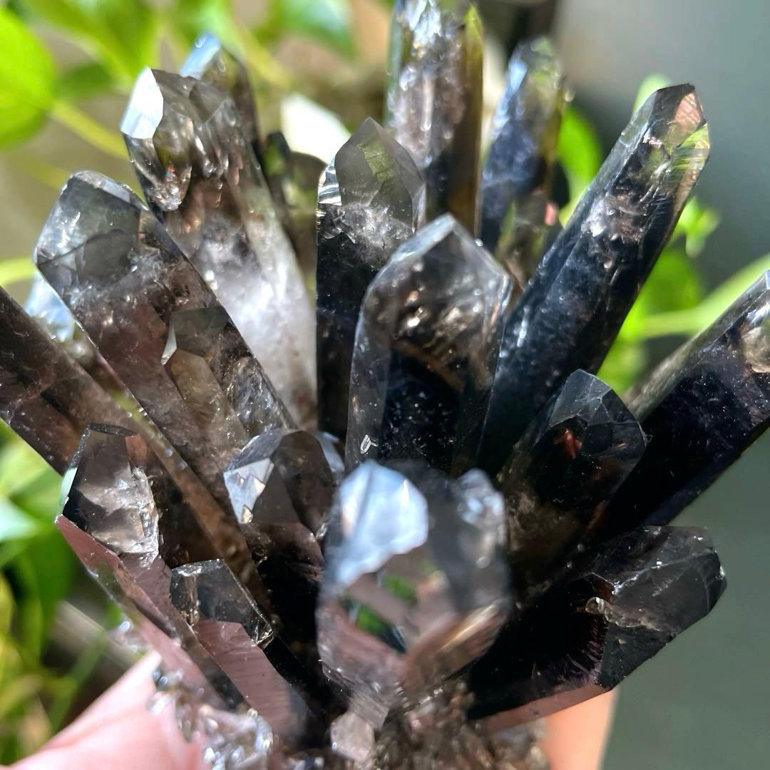 黒水晶　モリオン　スモーキークォーツ　煙水晶　天然石　パワーストーン　クラスター