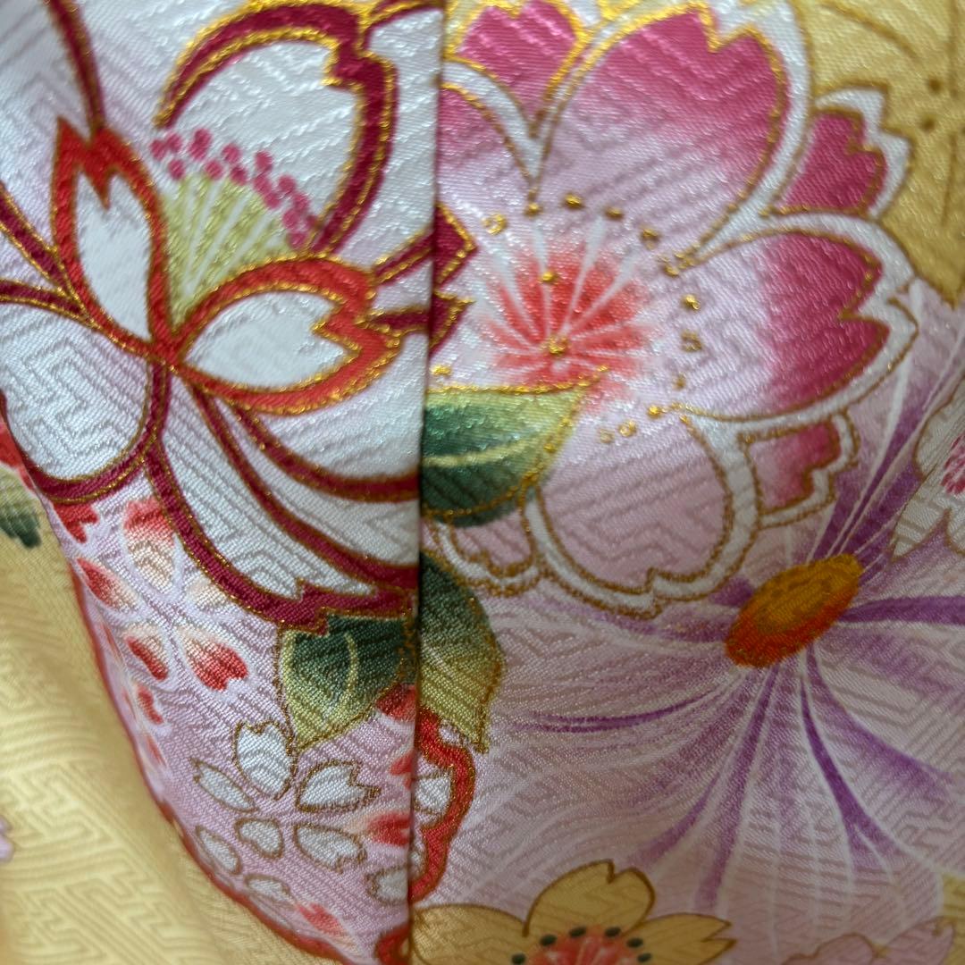七五三七歳‼️完全フルセット‼️薄イエローに花々キラキラ‼️お家からは揃えるなし