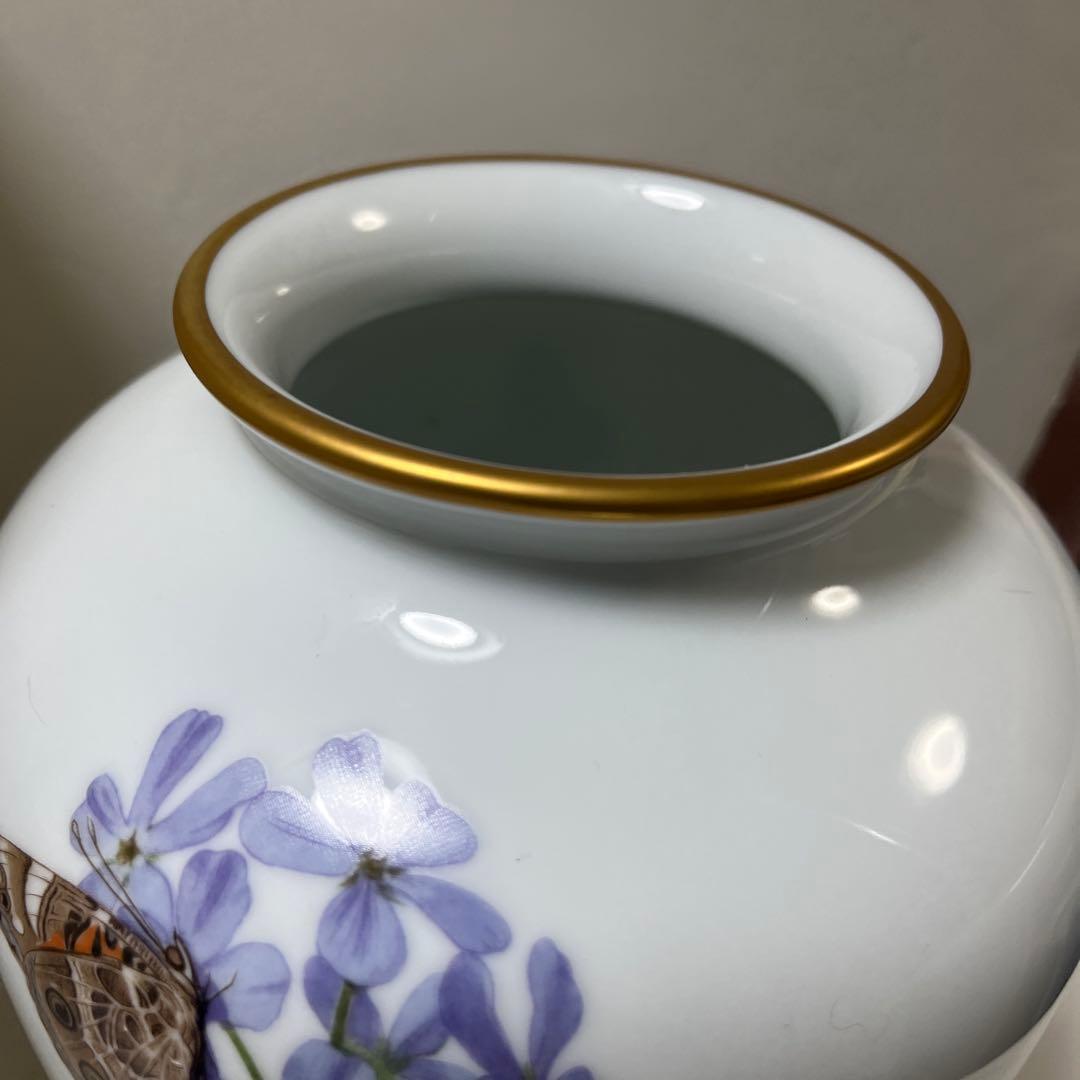 美品　フランクリンポーセリン　フラワーベース　花瓶　花　蝶