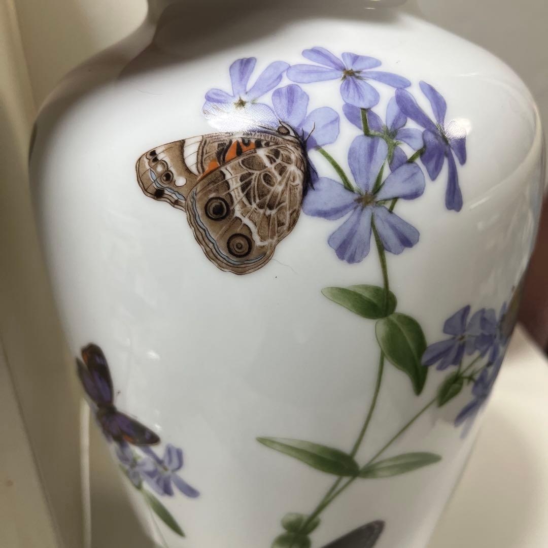 美品　フランクリンポーセリン　フラワーベース　花瓶　花　蝶