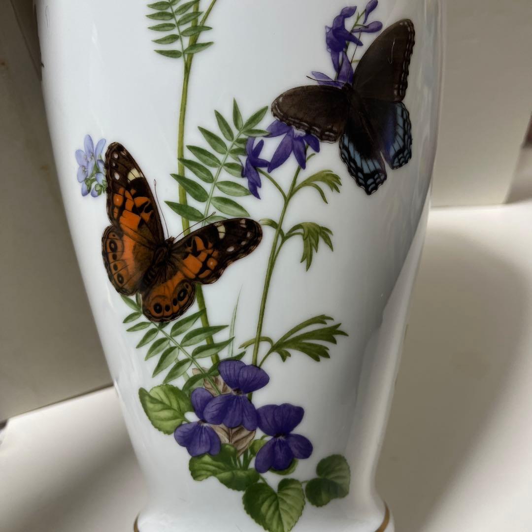 美品　フランクリンポーセリン　フラワーベース　花瓶　花　蝶