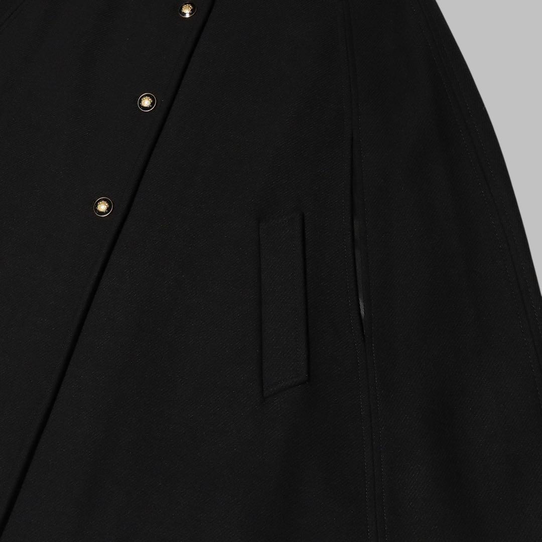 美品★L★ZARA★ケープコート★ウール ポンチョ★ブラック★金ボタン★ザラ