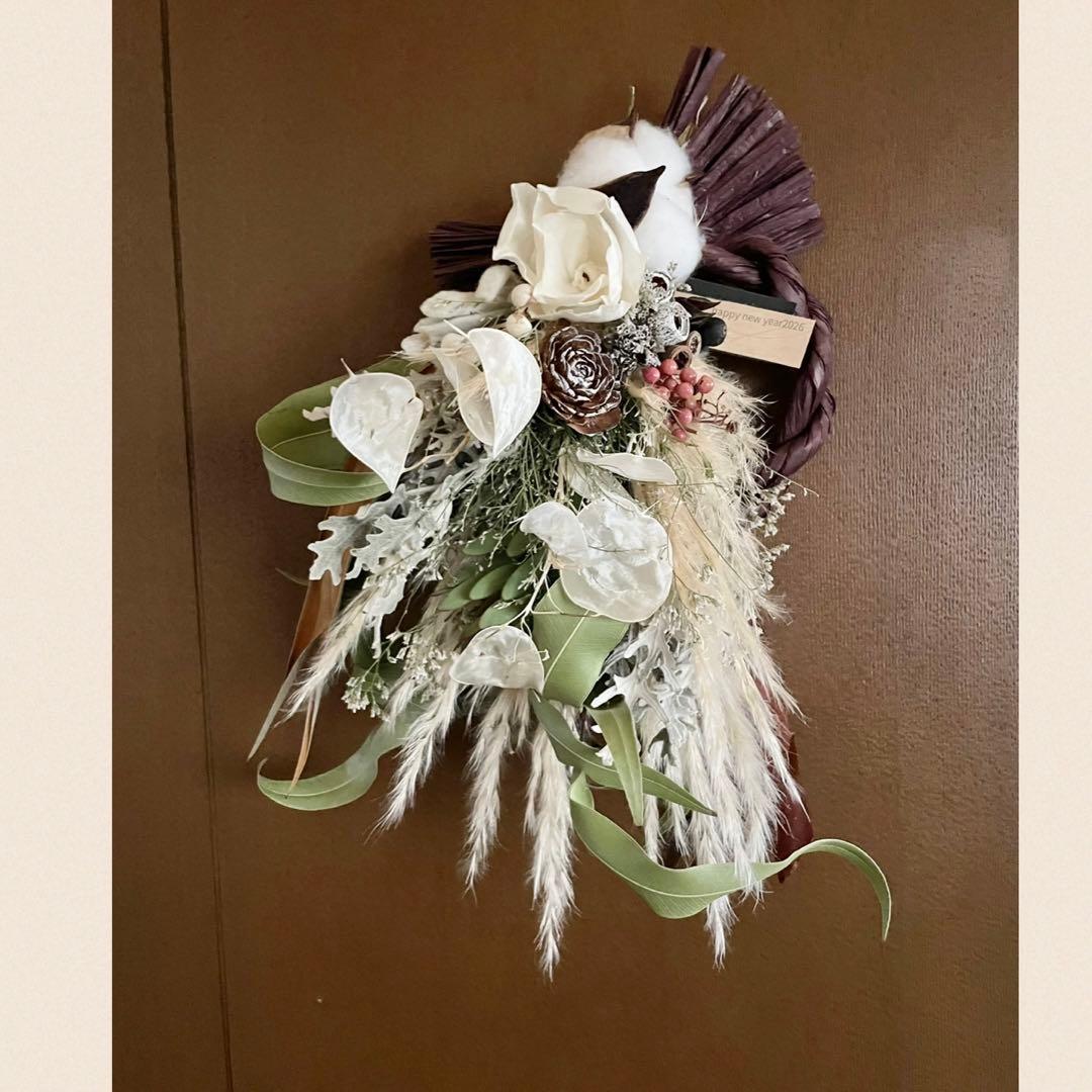 2026 happy new year dry Flower しめ縄飾り
